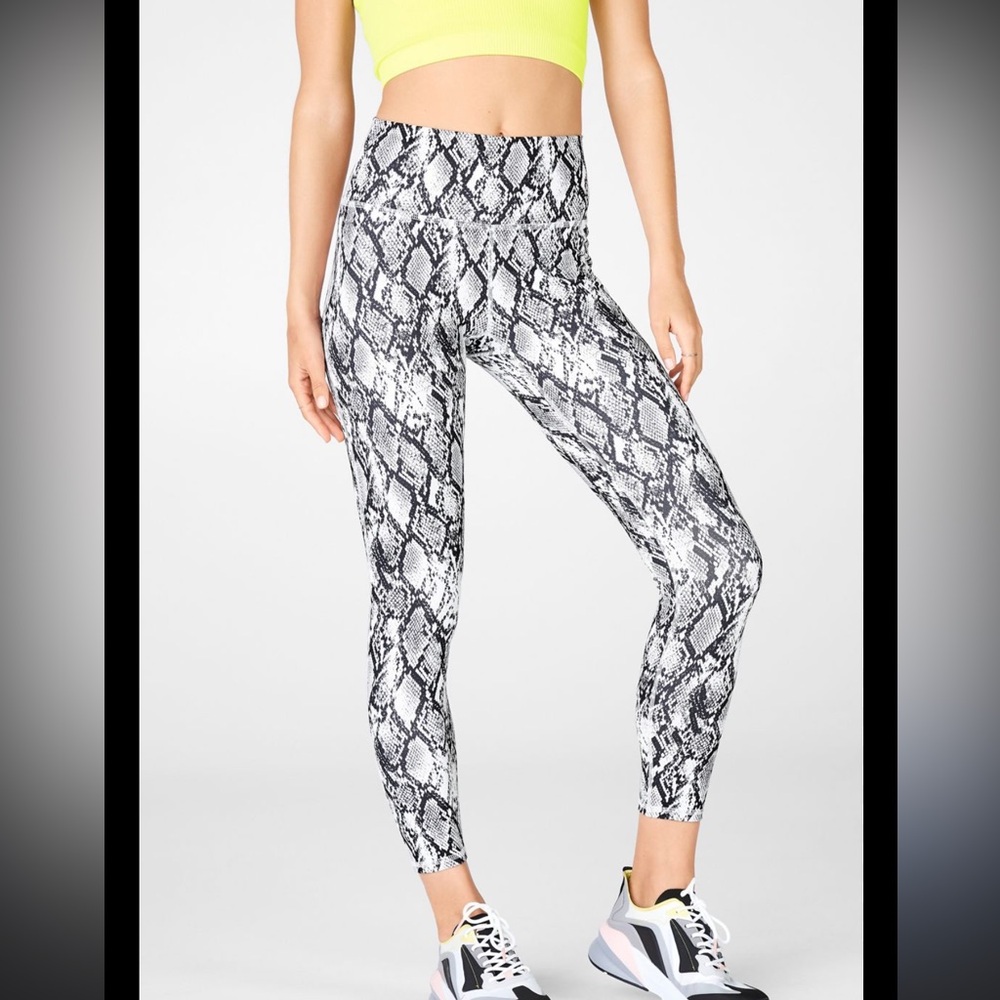 Fabletics Power Hold White Snake Leggings
